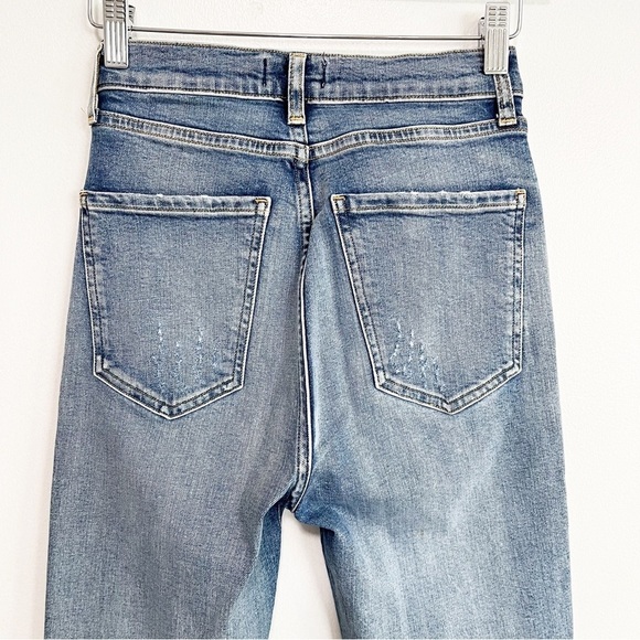 AGOLDE Ruby Super High Rise Slim Straight Jeans Two Tone Distressed 24 - Picture 6 of 8